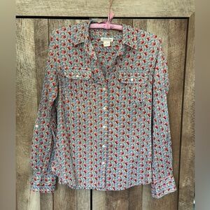 Lucky Brand Red and Blue Floral Shirt